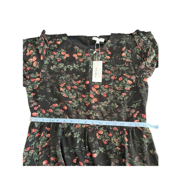 NWT Baltic Born Black Floral Print Flutter Sleeve Laurel Midi Dress Size XL - Picture 14 of 16